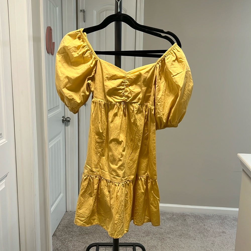 Billabong Yellow Dress with Puff Sleeves